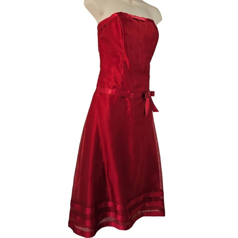 Dessy Collection Party Cocktail Dress 6 Raspberry Red Strapless Drop Waist NEW
